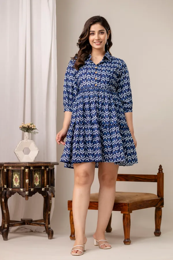Blue_indigo_leaf_printed_maternity_dress