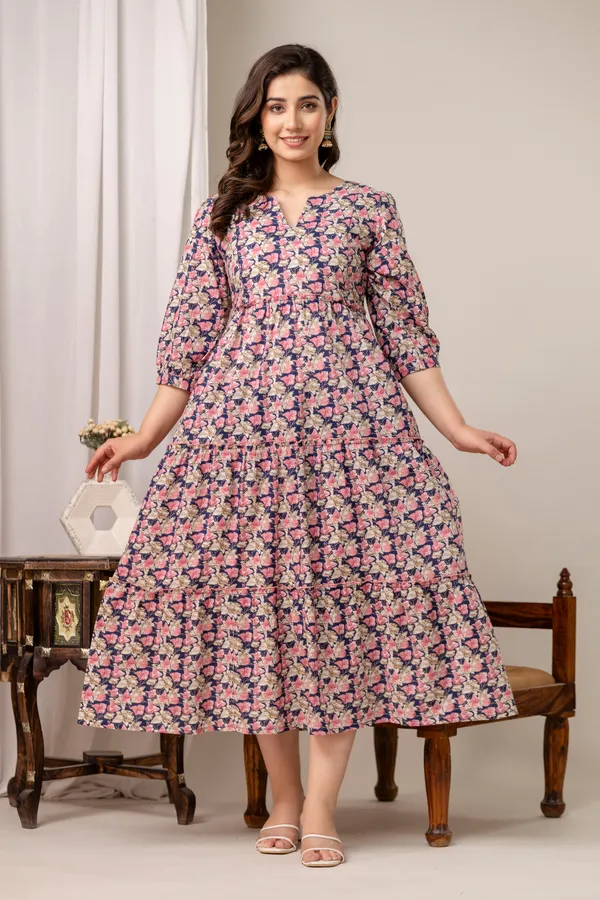Label Kushagra Blue pink flower printed maternity dress Price in