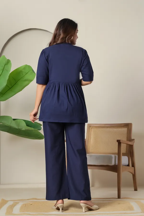 Cotton_Blue_Solid_Maternity_Co-ORDS_Set