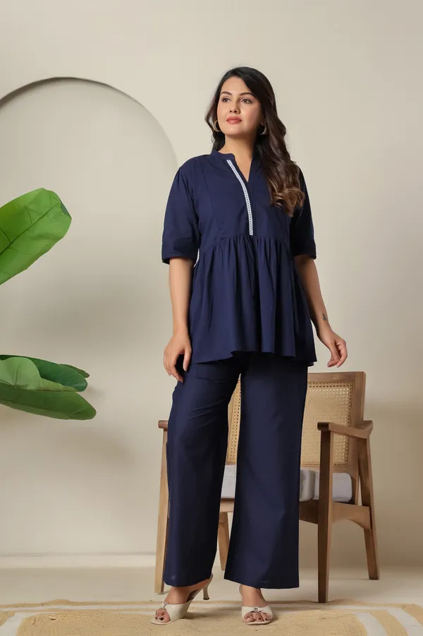 Cotton_Blue_Solid_Maternity_Co-ORDS_Set