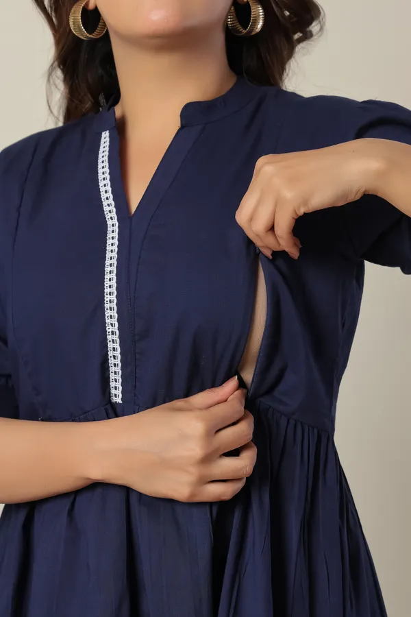 Cotton_Blue_Solid_Maternity_Co-ORDS_Set