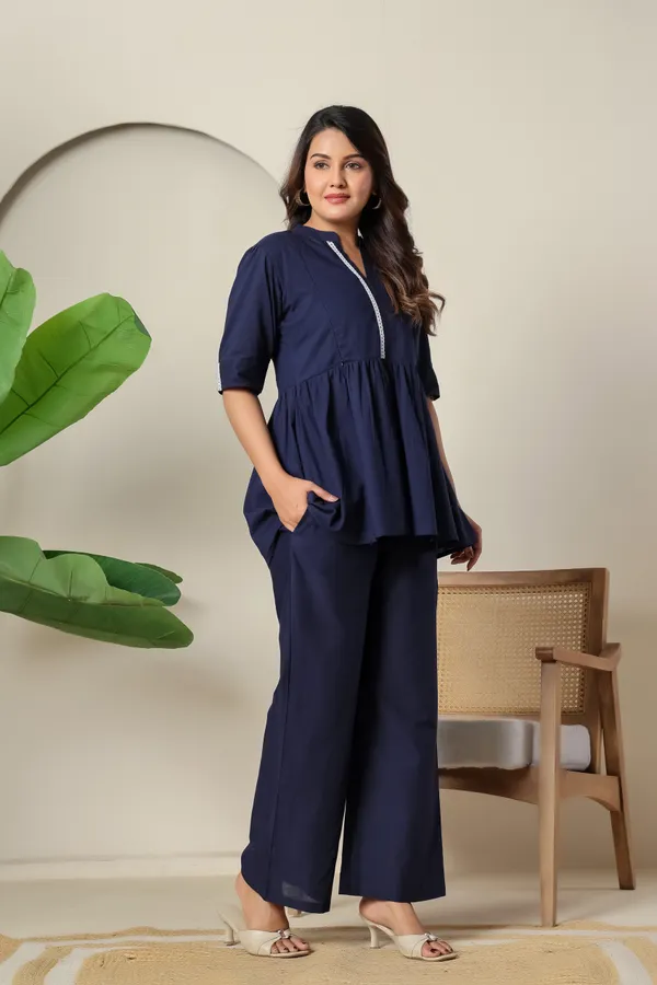 Cotton_Blue_Solid_Maternity_Co-ORDS_Set