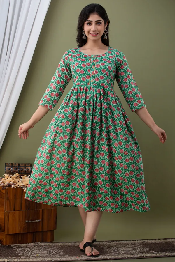GREEN_FLOWER_PRINTED_MATERNITY_DRESS