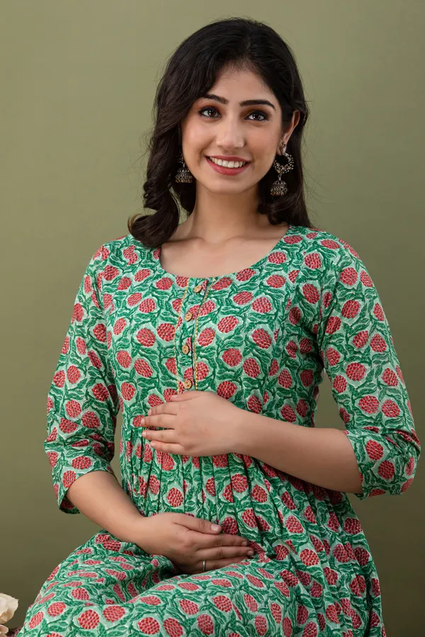 GREEN_FLOWER_PRINTED_MATERNITY_DRESS