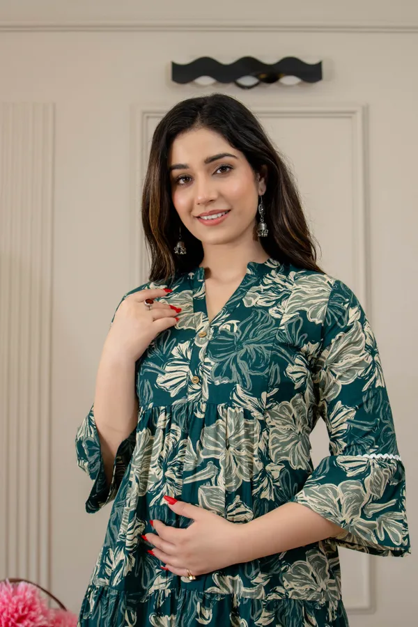 GREY_GREEN_MATERNITY_KURTA_PANT_SET_