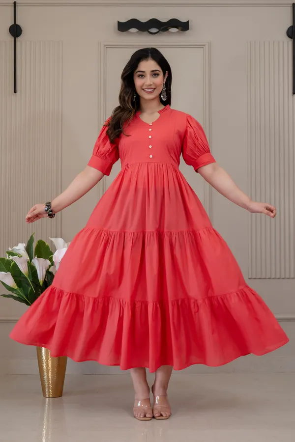 Gajri_solid_long_Maternity_3_Tire_Dress