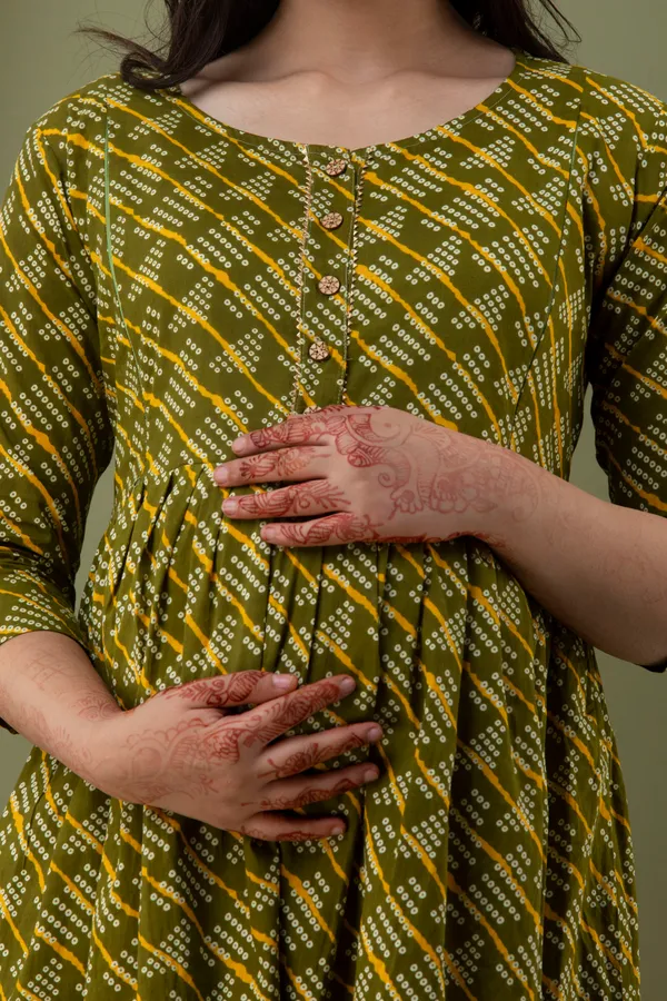 Green_Lahariya_Printed_Maternity_&_Nursing_Dress