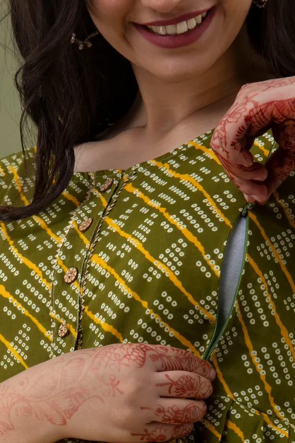 Green_Lahariya_Printed_Maternity_&_Nursing_Dress