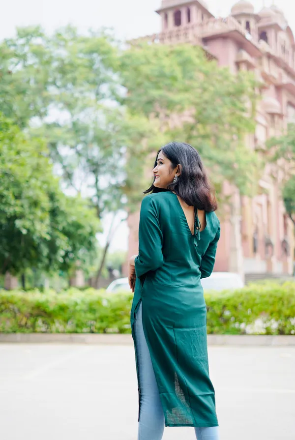 Green_Rayon_Solid_A-Line_kurti
