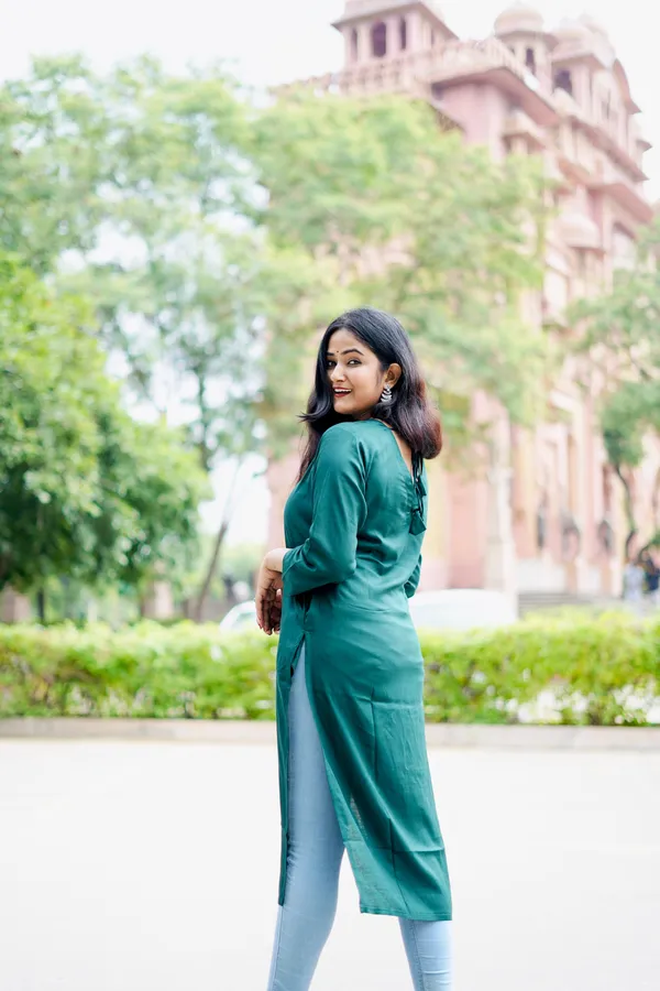 Green_Rayon_Solid_A-Line_kurti