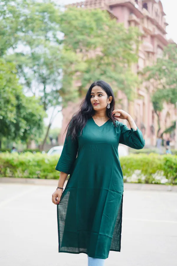 Green_Rayon_Solid_A-Line_kurti