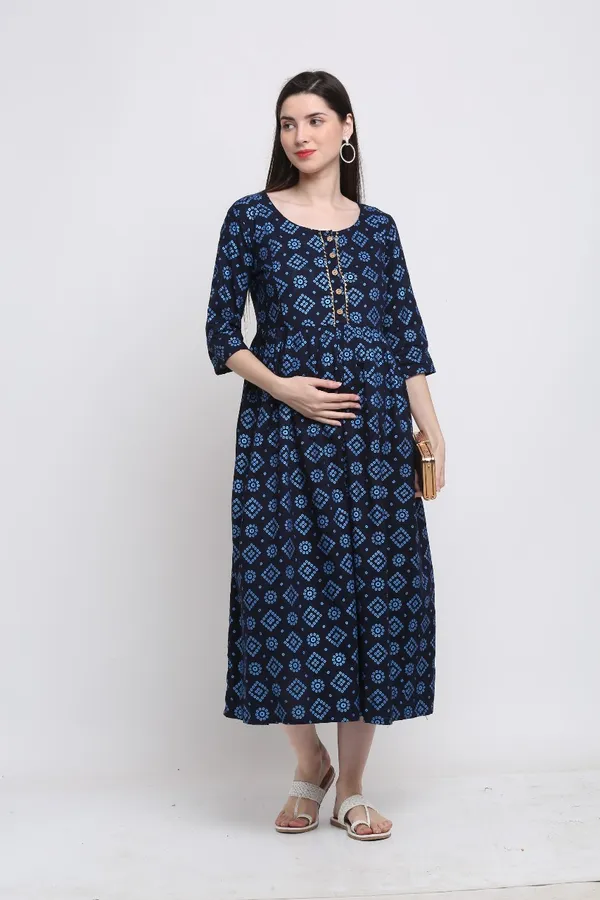 Indigo_Rayon_Printed_maternity_Kurti