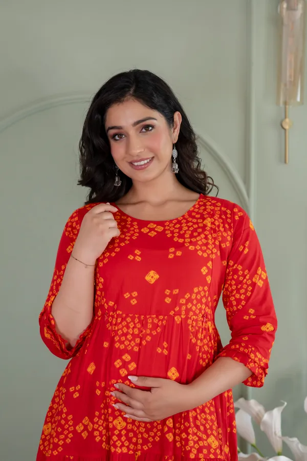 Bandhani_Print_Maternity_Kurti