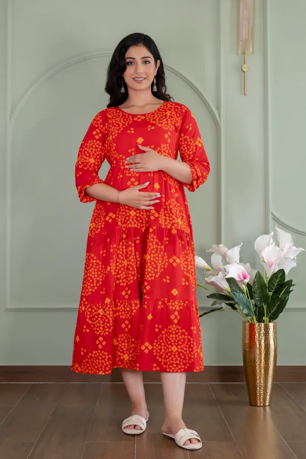 Bandhani_Print_Maternity_Kurti