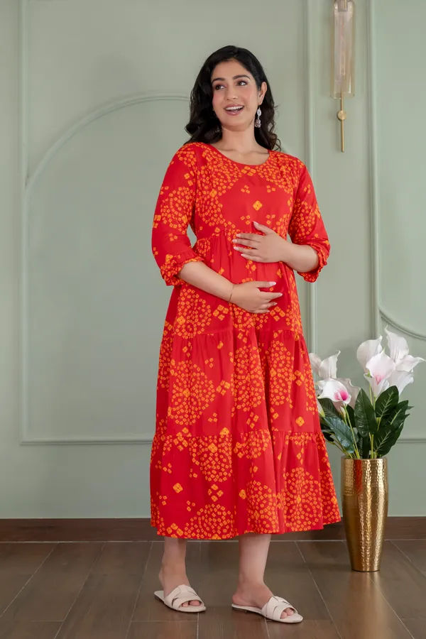 Bandhani_Print_Maternity_Kurti