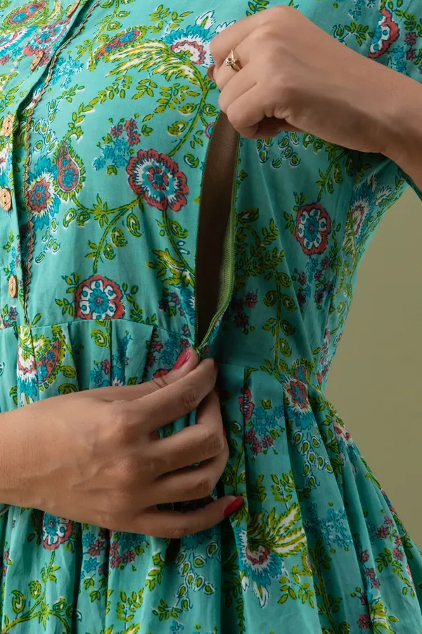 LIGHT_GREEN_FLOWER_PRINTED_MATERNITY_DRESS