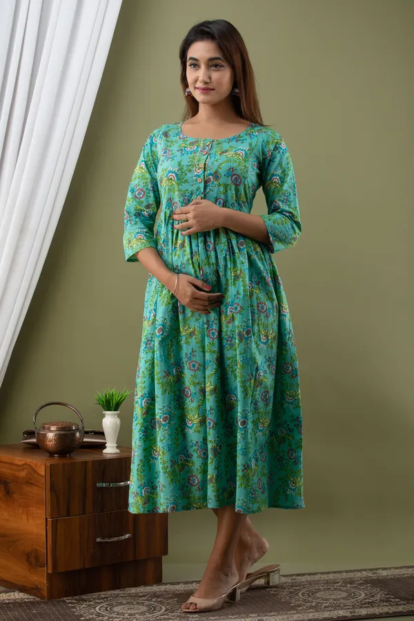 LIGHT_GREEN_FLOWER_PRINTED_MATERNITY_DRESS