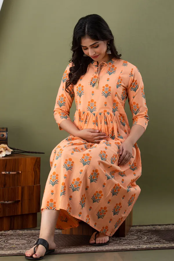 LIGHT_ORANGE_MATERNITY_DRESS
