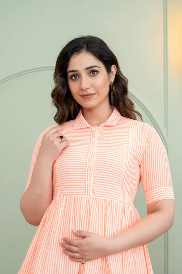 LIGHT_ORANGE_MATERNITY_DRESS