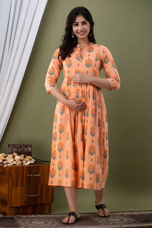LIGHT_ORANGE_MATERNITY_DRESS