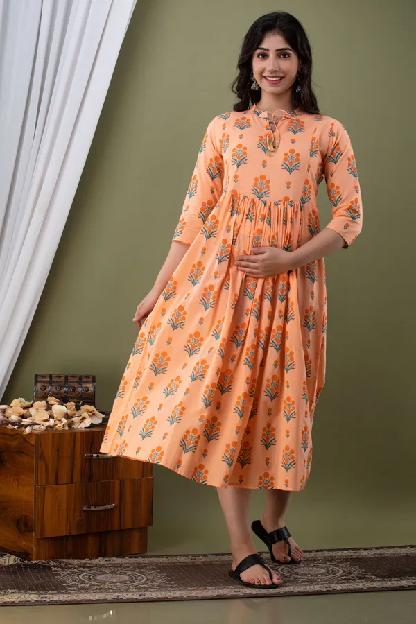LIGHT_ORANGE_MATERNITY_DRESS