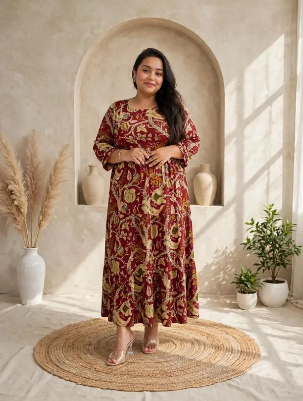 Marron_Printed_Maternity_Kurti