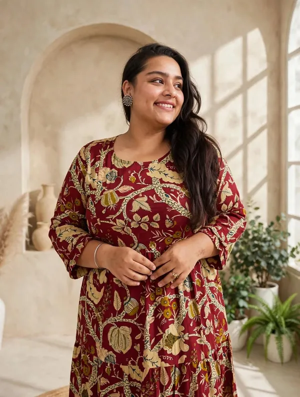 Marron_Printed_Maternity_Kurti