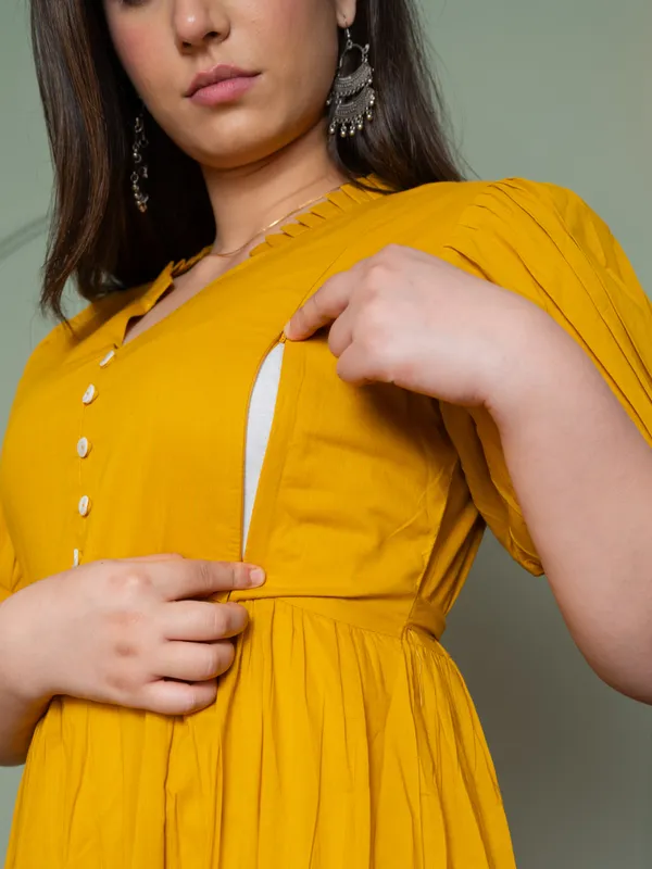 Mustard_Maternity_3_tier_Long_Dress