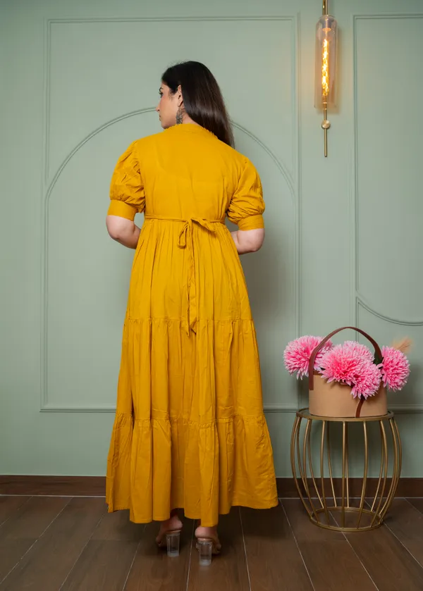 Mustard_Maternity_3_tier_Long_Dress