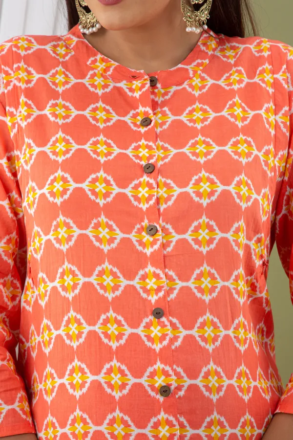 ORANGE_PRINTED_MATERNITY_DRESS