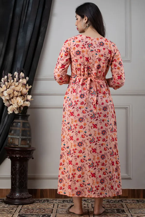 PEACH_PRINTED_MATERNITY_DRESS