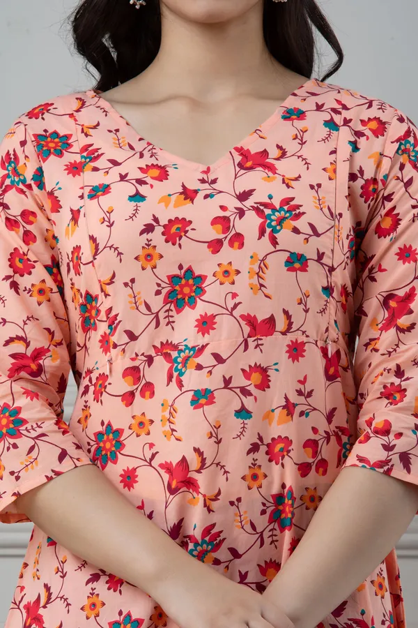 PEACH_PRINTED_MATERNITY_DRESS