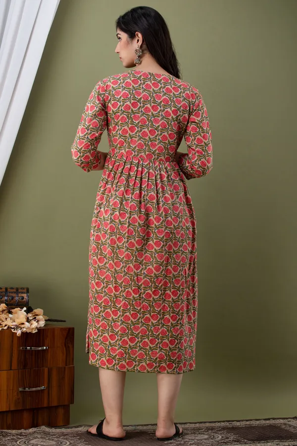 PEACH_RED_FLOWER_PRINTED_MATERNITY_DRESS
