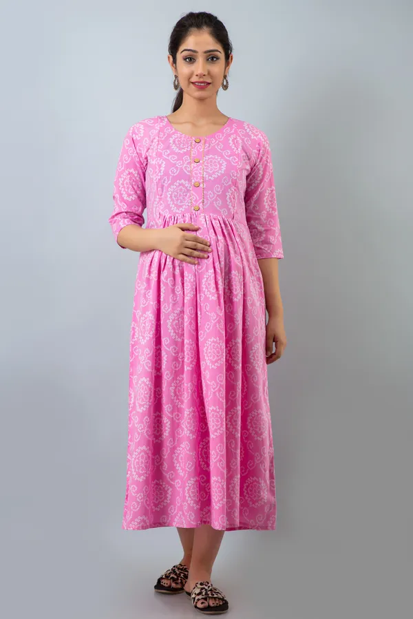 PINK_BANDHEJ_MATERNITY_DRESS