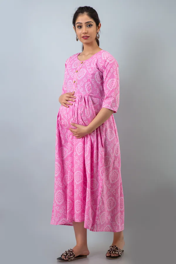 PINK_BANDHEJ_MATERNITY_DRESS