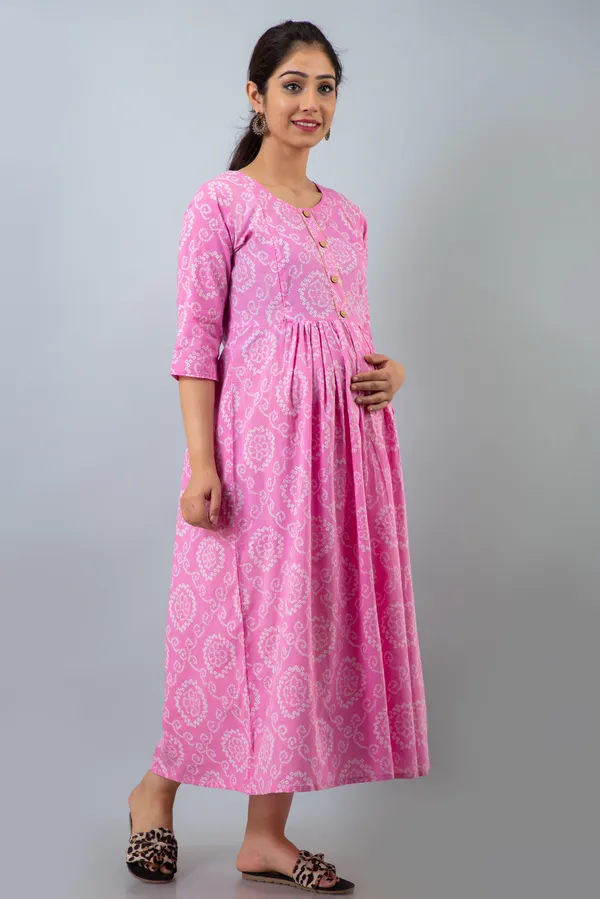PINK_BANDHEJ_MATERNITY_DRESS