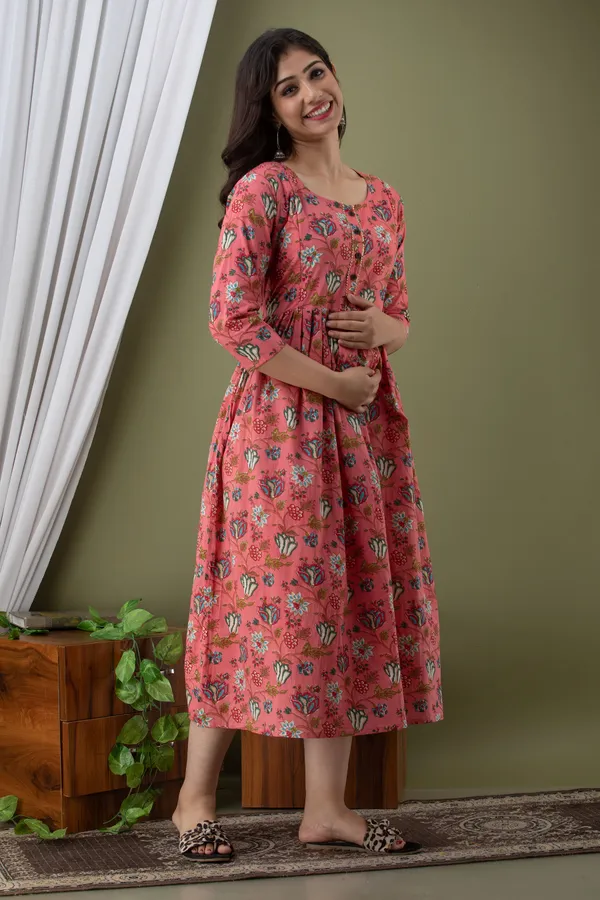 PINK_FLOWER_MATERNITY_DRESS