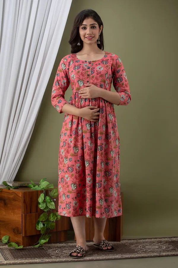 PINK_FLOWER_MATERNITY_DRESS