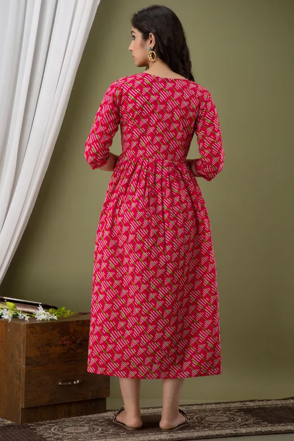PINK_LEHRIYA_BANDEJ_PRINTED_MATERNITY_DRESSS