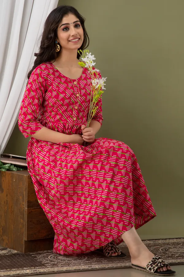 PINK_LEHRIYA_BANDEJ_PRINTED_MATERNITY_DRESSS