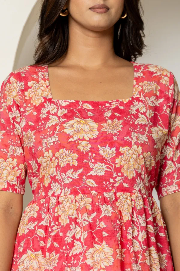 Pink_Cotton_Printed_Short_Kurti_&_Bottom_Co-Ord_Set_For_Women