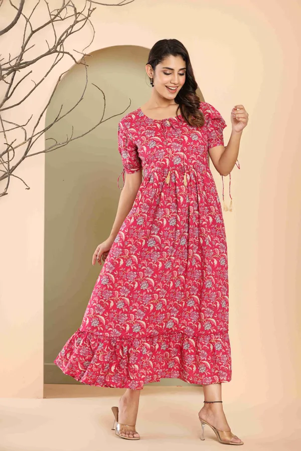 Pink_Cotton_flower_Printed_Flared_Dress