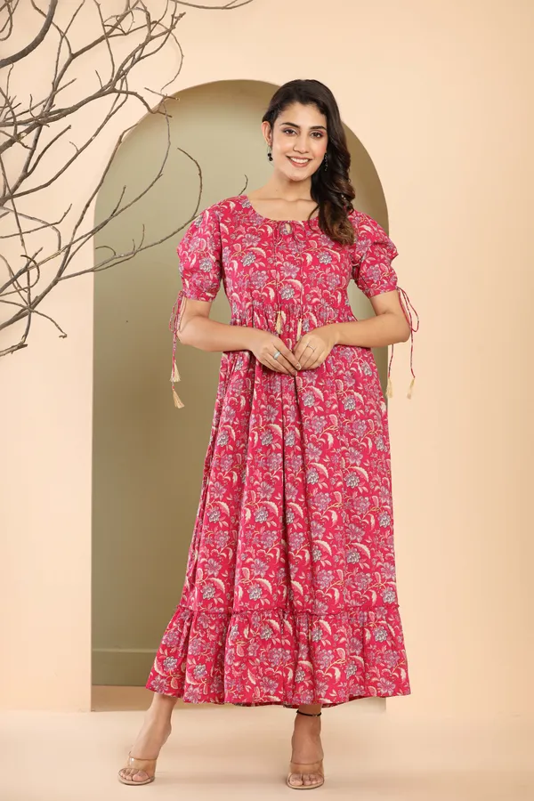 Pink_Cotton_flower_Printed_Flared_Dress