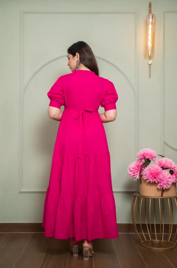 Pink_Solid_Maternity_3_Tire_Long_Dress