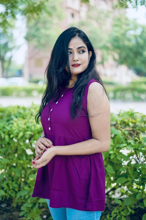 Purple_Rayon_Solid_Cut_Sleeves_Flared_Top