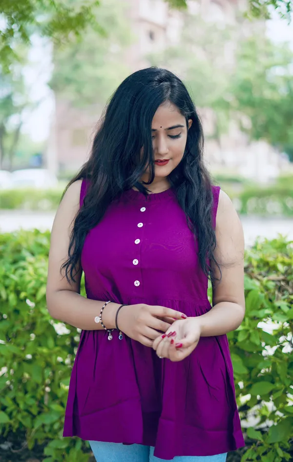 Purple_Rayon_Solid_Cut_Sleeves_Flared_Top