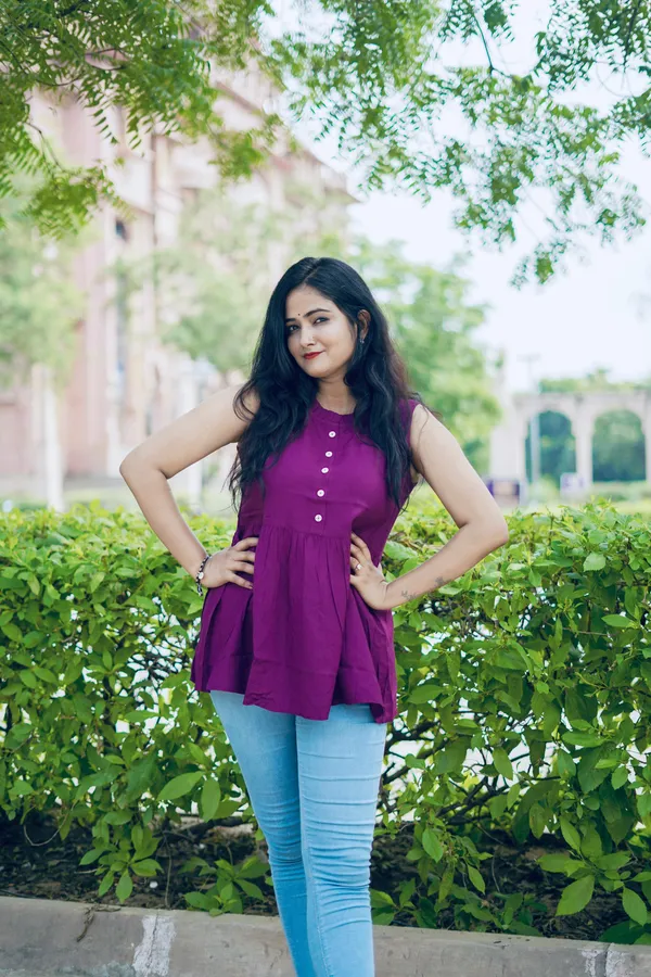 Purple_Rayon_Solid_Cut_Sleeves_Flared_Top