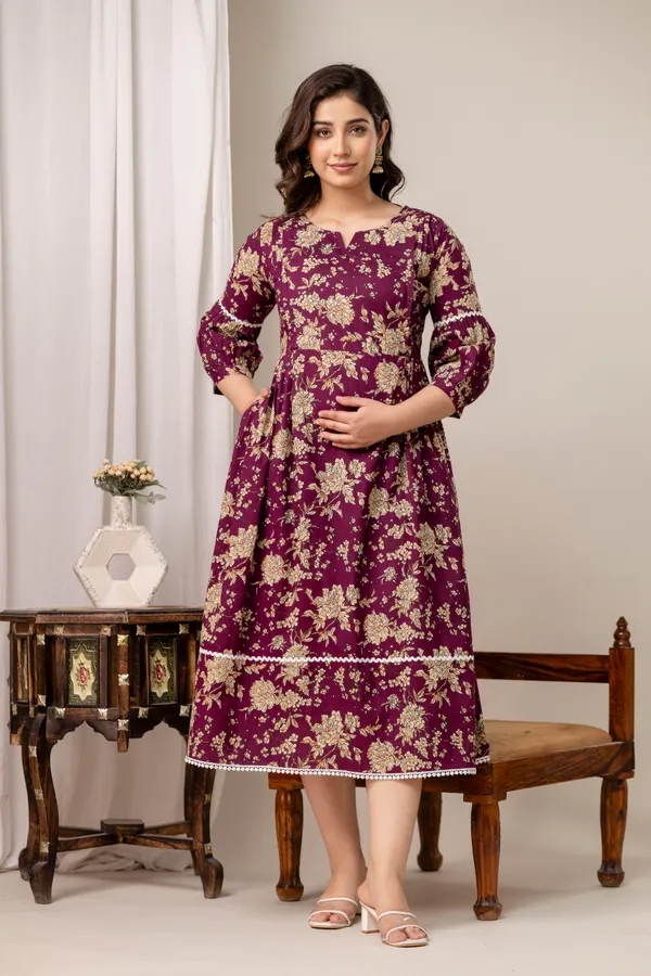 Purple_flower_printed_maternity_dress