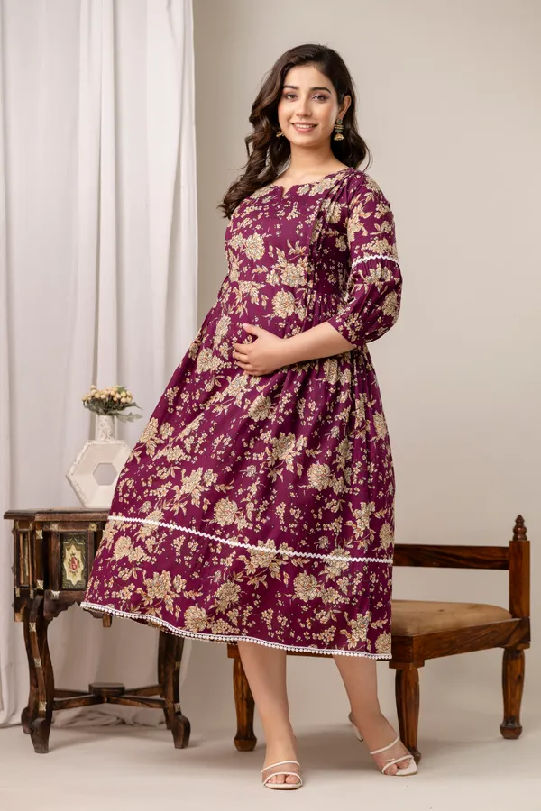 Purple_flower_printed_maternity_dress