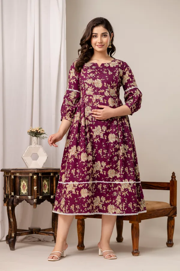 Purple_flower_printed_maternity_dress